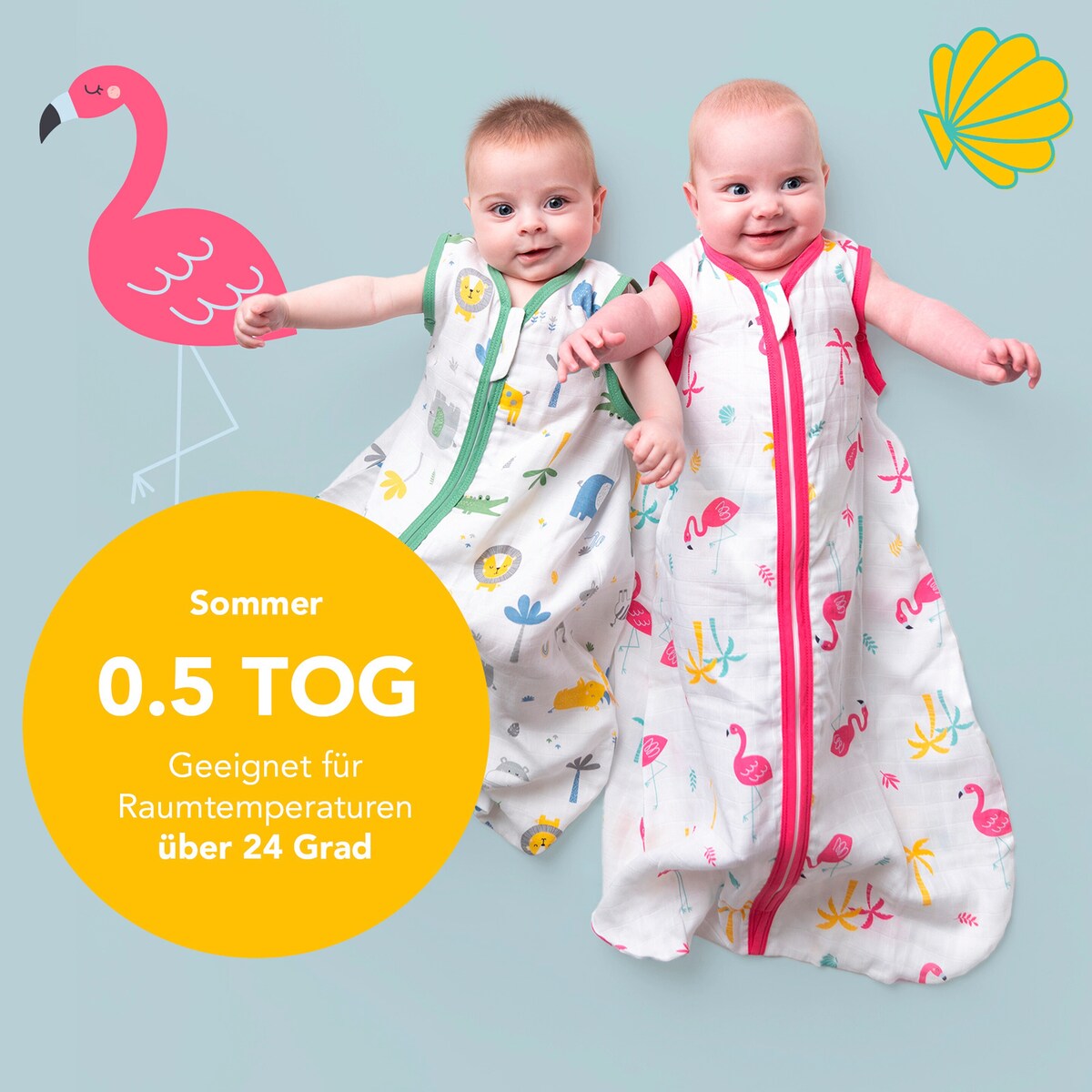 Sovepose uten føtter 0.5 TOG musselin bambus/bomull - schlummersack
