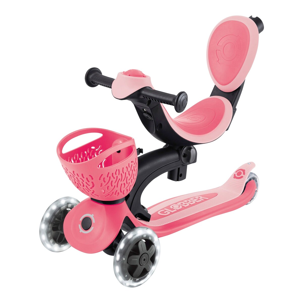 Sparkesykkel 3-i-1 Go-Up Baby 360 med lyshjul og LED-modul - Globber