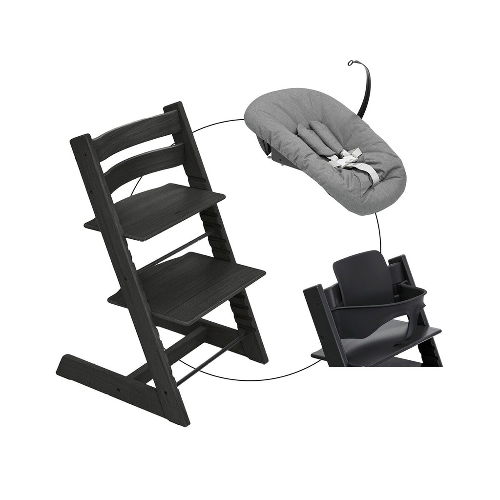 Tripp Trapp pakke i eik med Newborn Set og Baby Set - Stokke