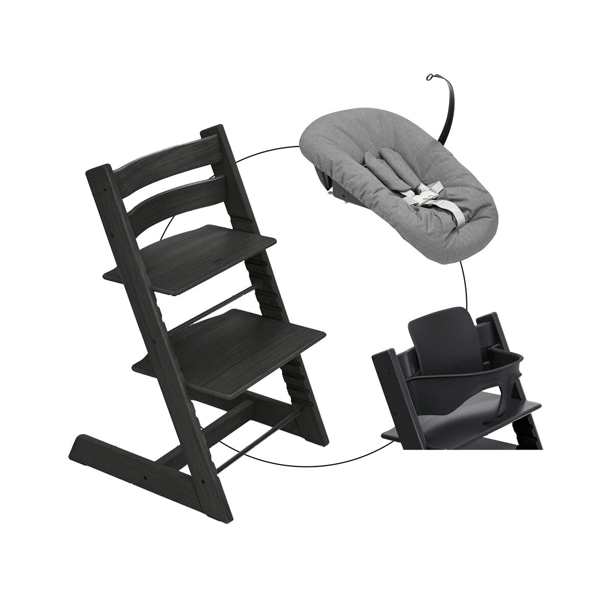 Tripp Trapp pakke i eik med Newborn Set og Baby Set - Stokke