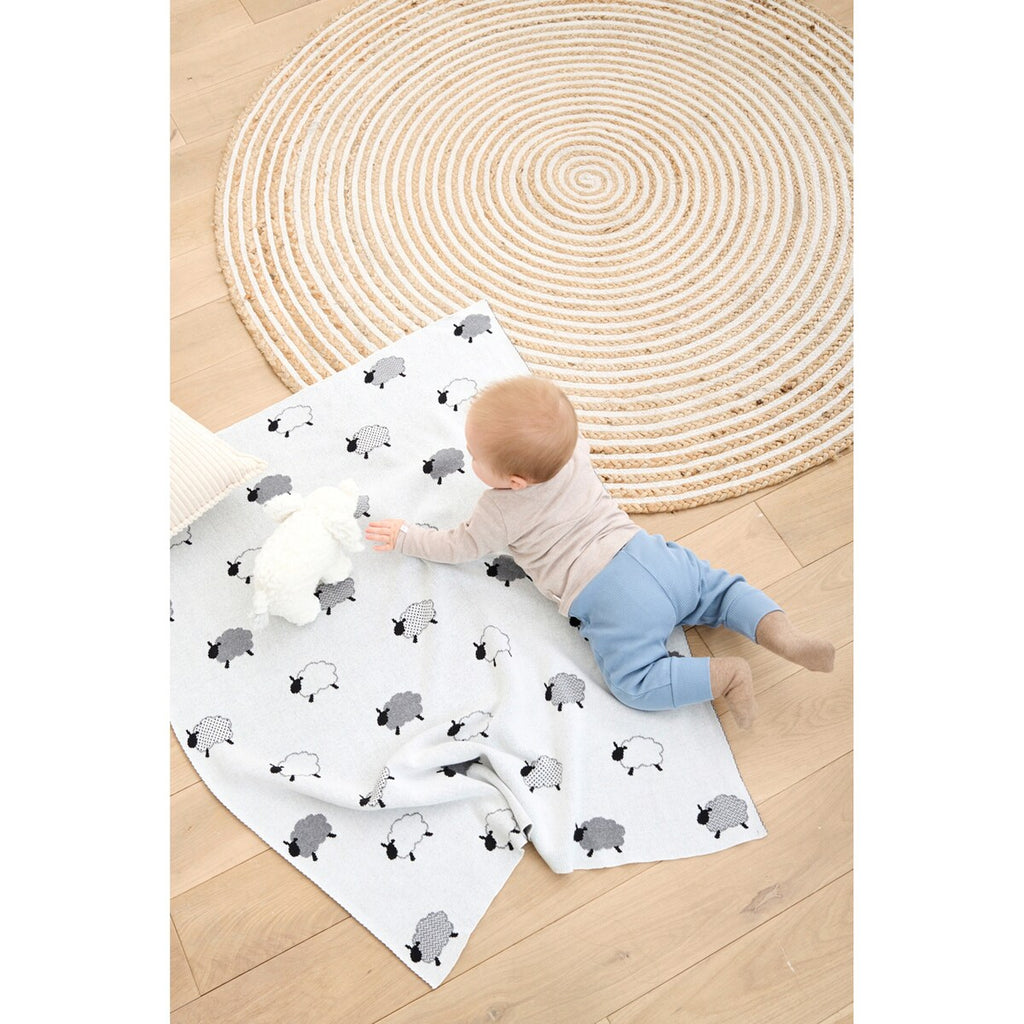 Strikket babyteppe bomull 80x100 cm - BORNINO HOME