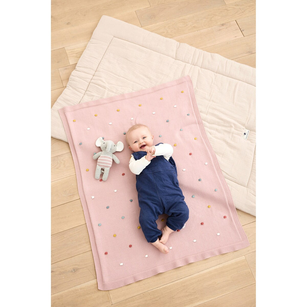 Babyteppe strikk med gritering elefant 80x100 cm bomull - BORNINO HOME