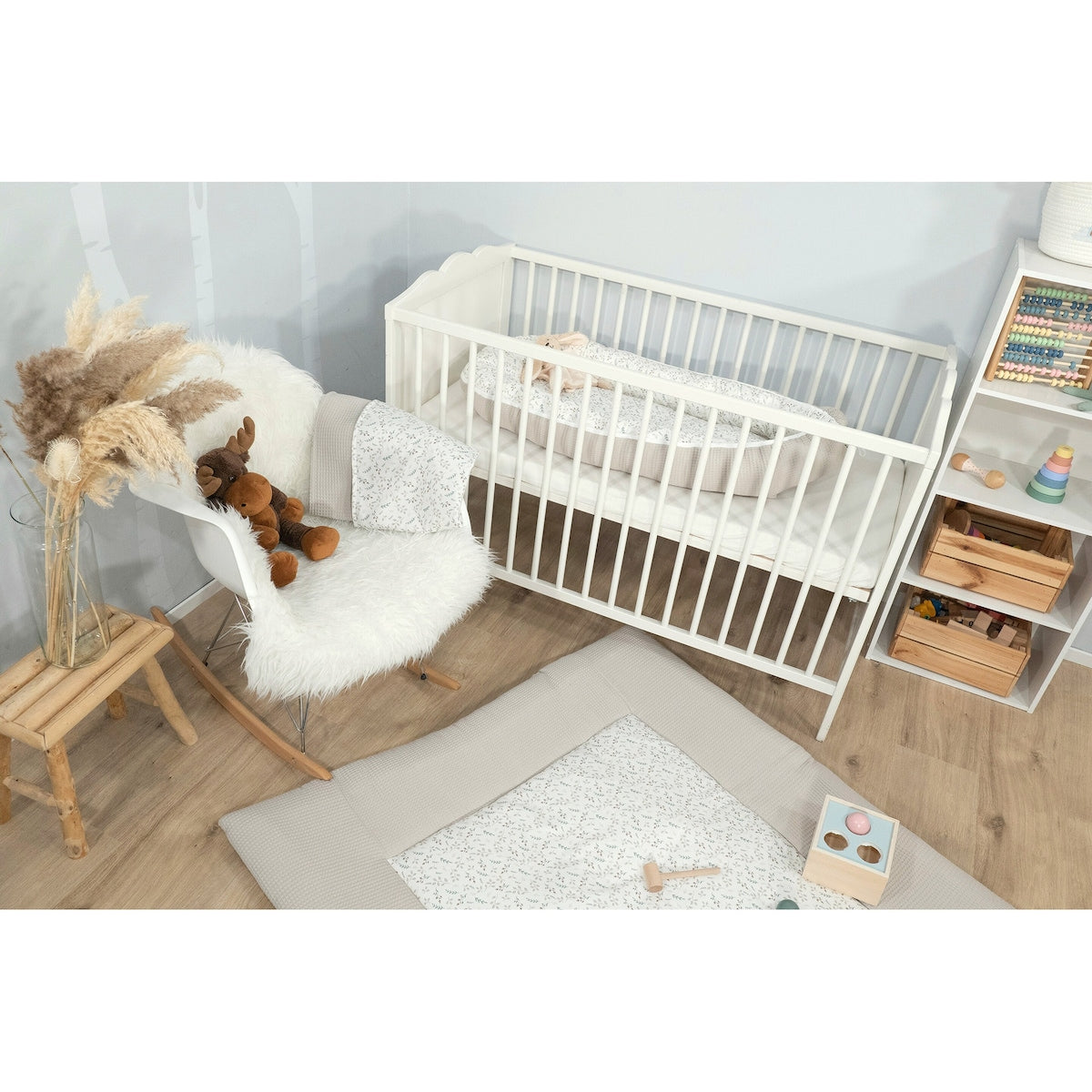 Babynest vaffelpiké vendbart 55x95 cm justerbar størrelse - Ullenboom