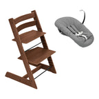 Tripp Trapp pakke i eik med Newborn Set Deep Grey - Stokke