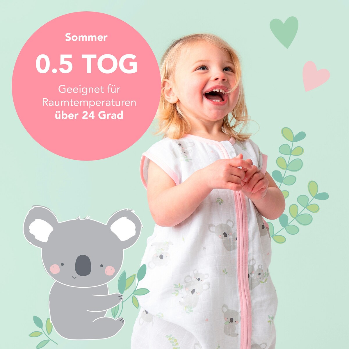 Sovepose uten føtter 0.5 TOG musselin bambus/bomull - schlummersack