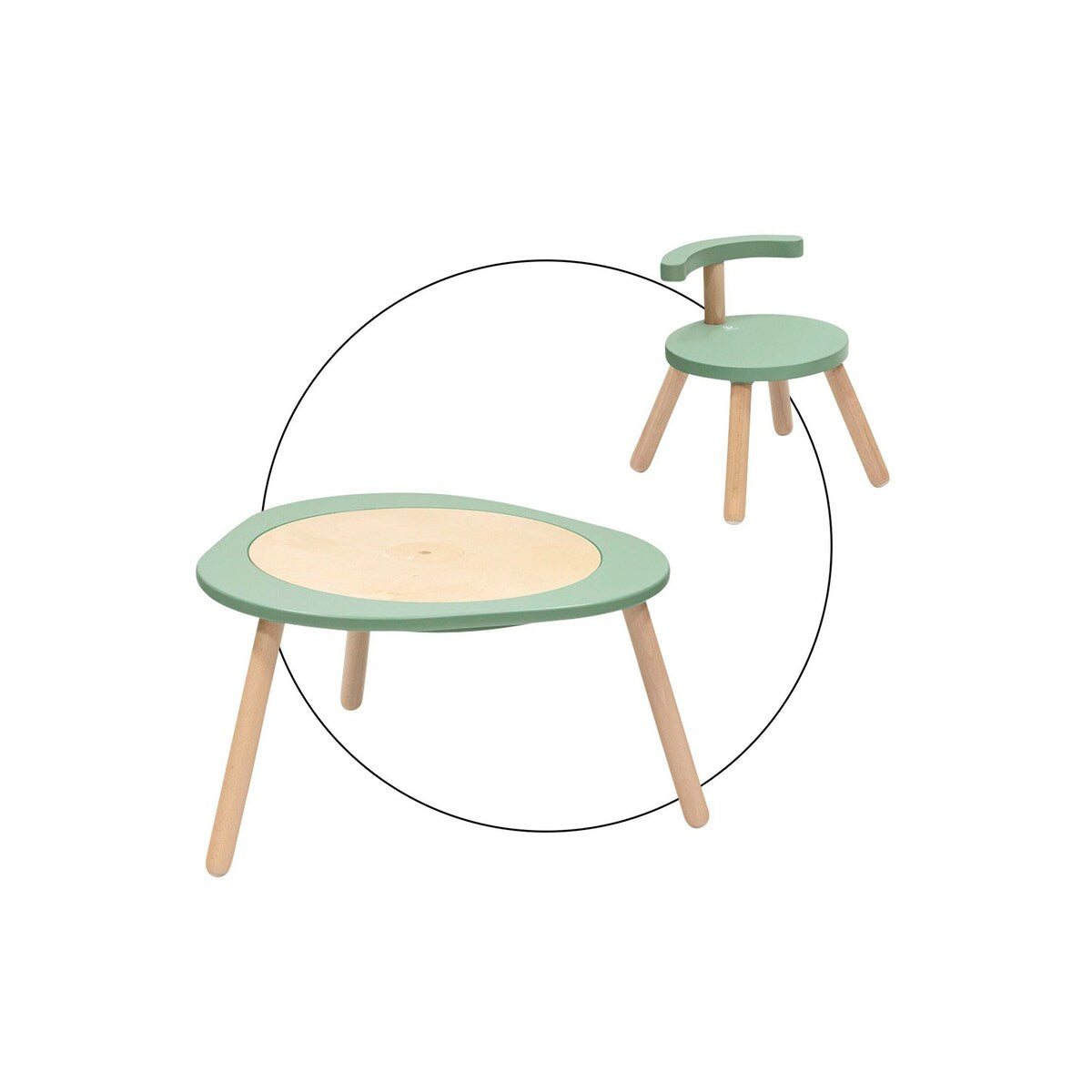 Multifunksjonsbord MuTable V2 med trestol, 3 høyder - Stokke