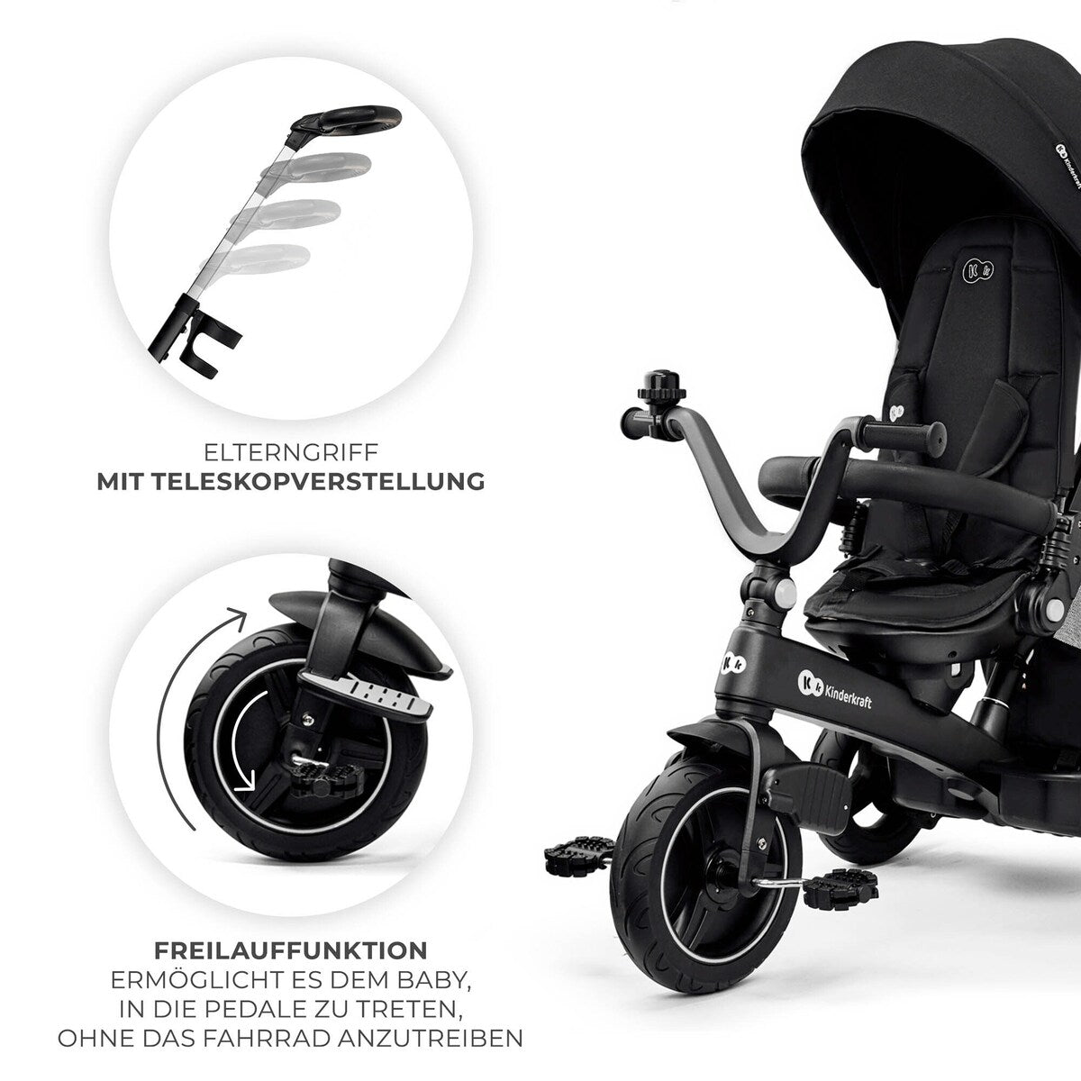 Trehjulssykkel EASYTWIST 5-i-1 fra 9 mnd, svingbart sete - Kinderkraft
