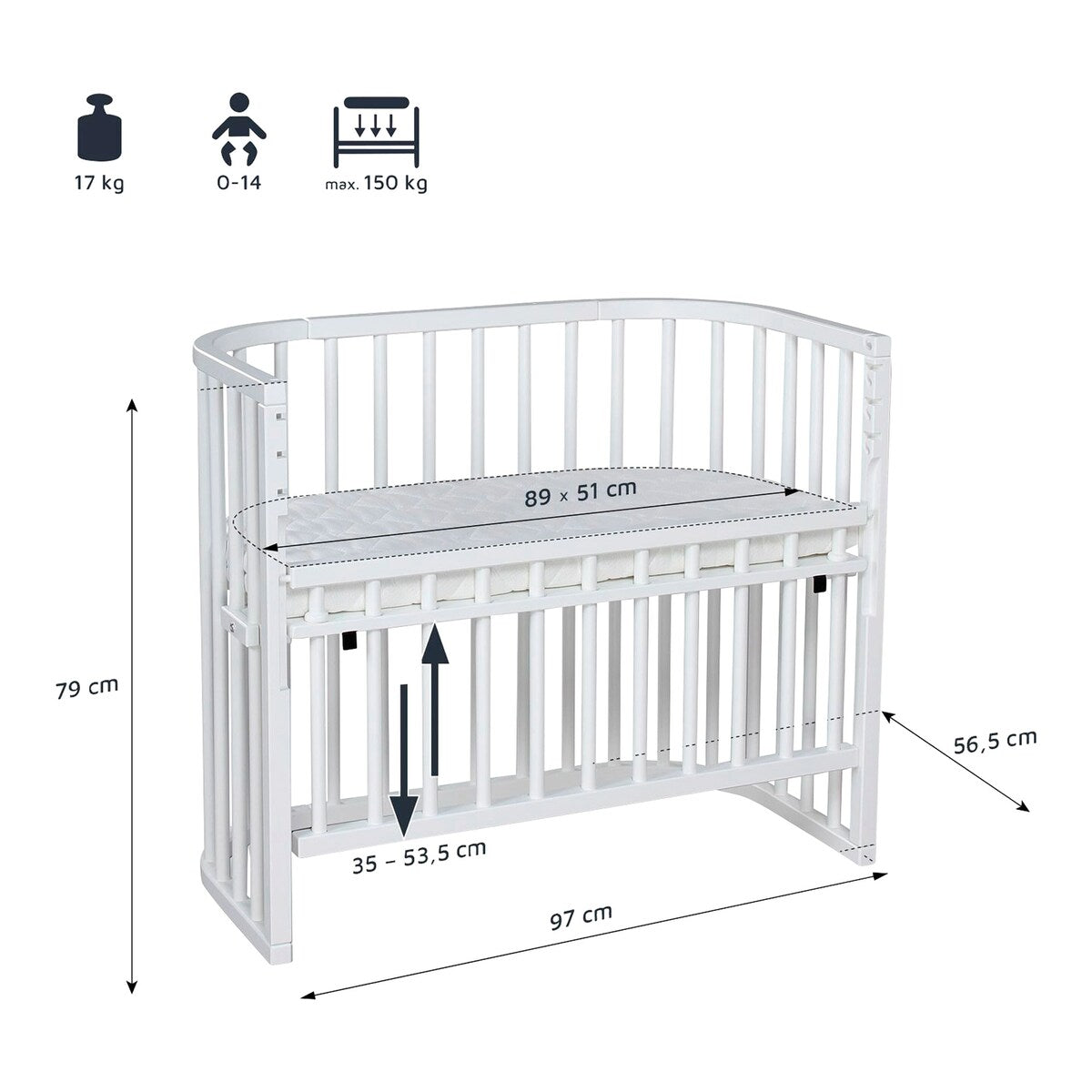 Sengehest Maxi Comfort Plus 89x51 cm massiv bøk - babybay®