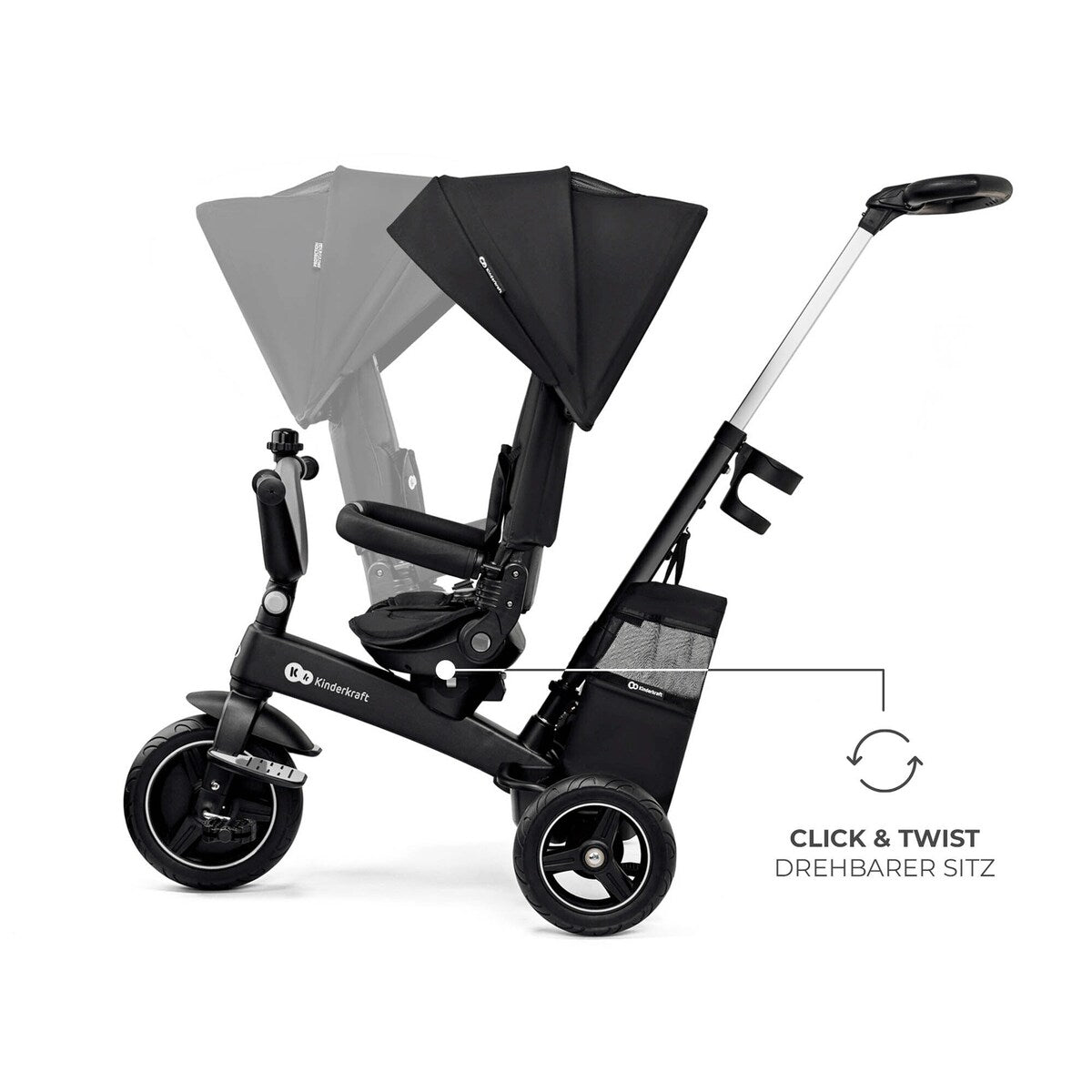 Trehjulssykkel EASYTWIST 5-i-1 fra 9 mnd, svingbart sete - Kinderkraft