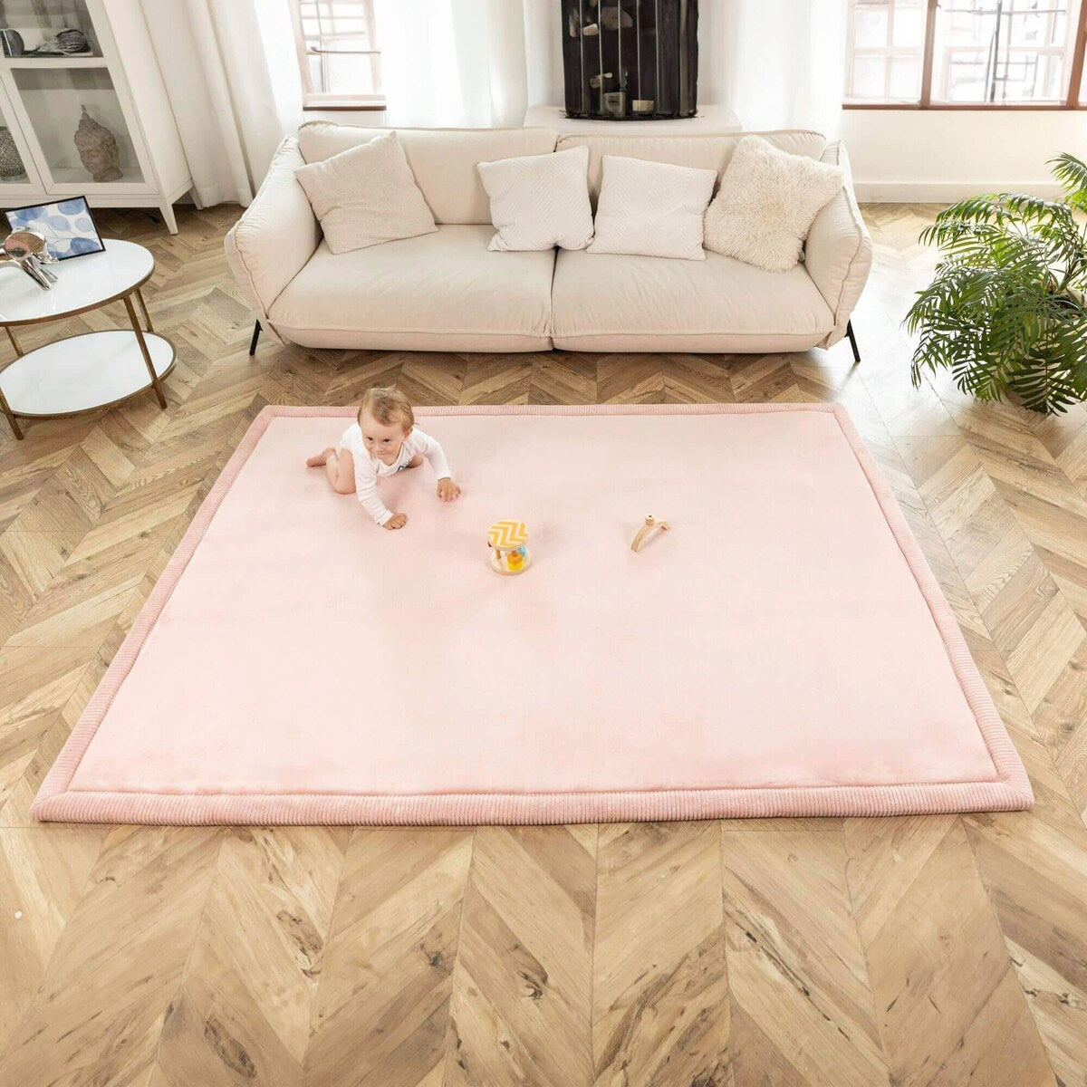 Barneteppe med minneskum 150x200 cm korallfløyel - Hakuna Matte