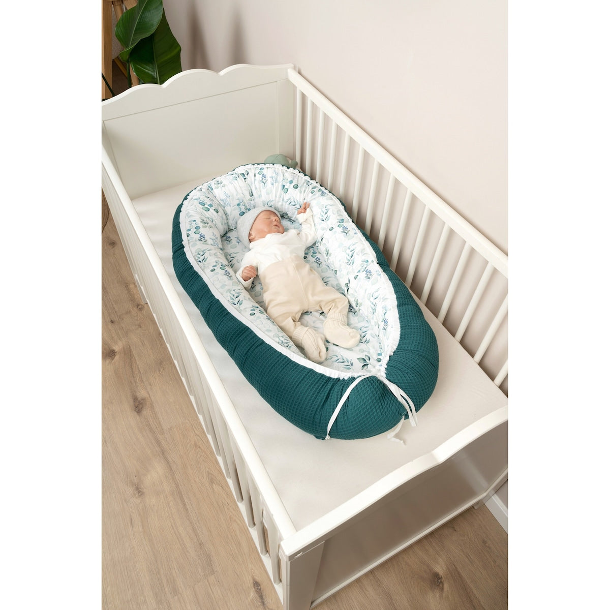 Babynest vaffelpiké vendbart 55x95 cm justerbar størrelse - Ullenboom