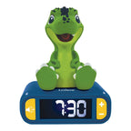 2-i-1 vekkerklokke og nattlys Dino med LCD forfra