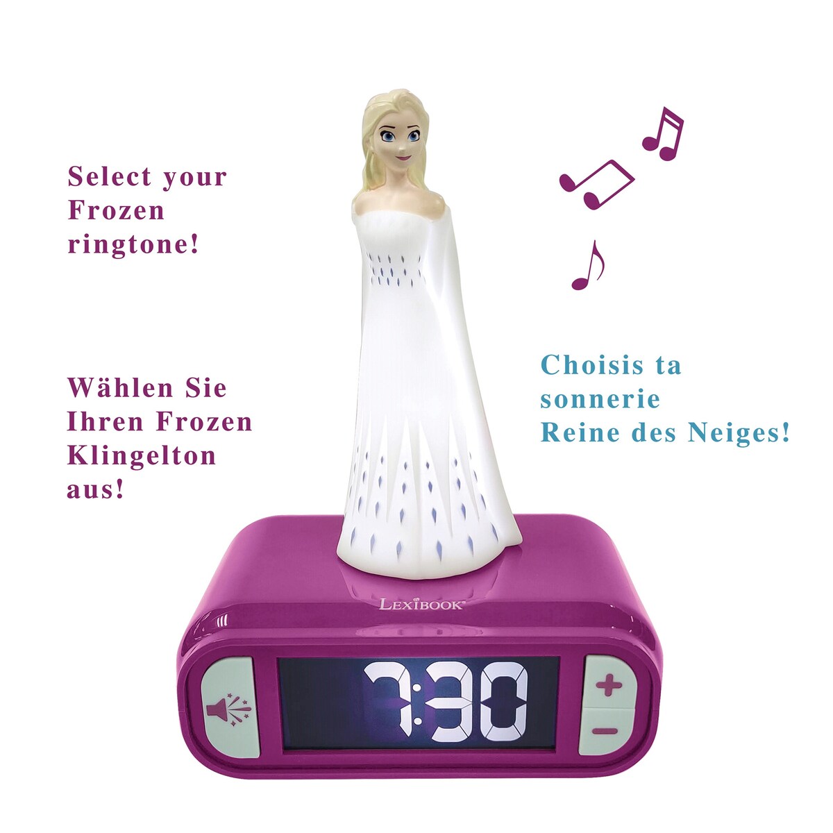 Detalj av 2-i-1 vekkerklokke og nattlys Disney Frozen med Elsa-figur