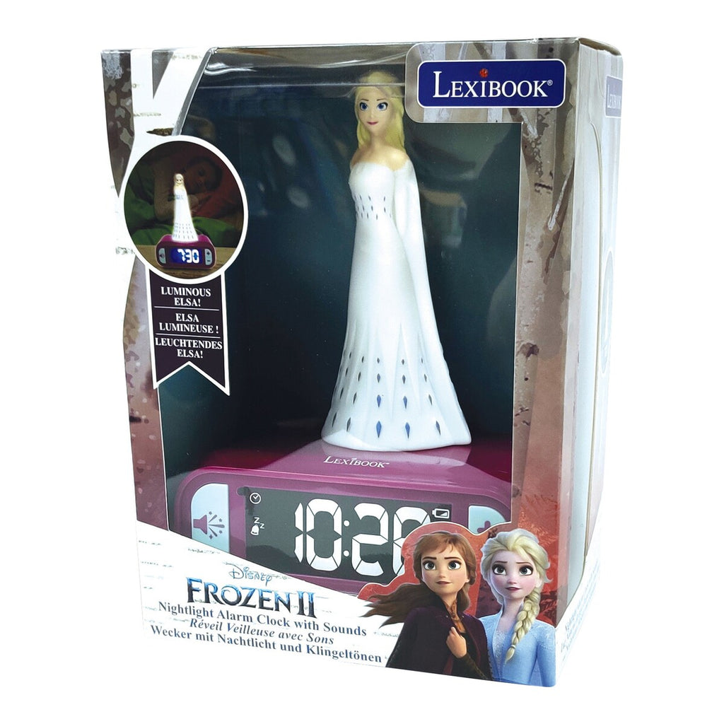 Montert 2-i-1 vekkerklokke og nattlys Disney Frozen i bruk