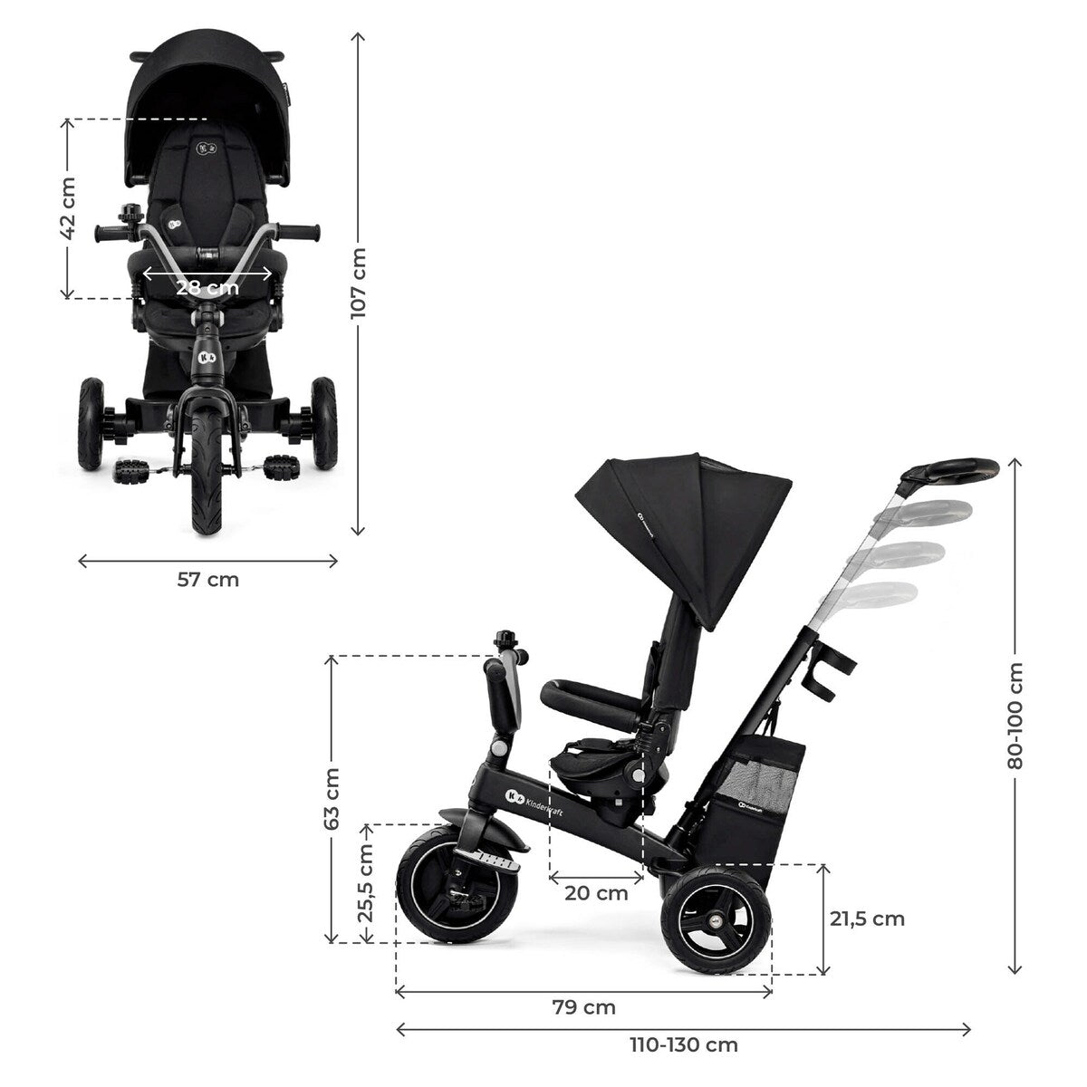 Trehjulssykkel EASYTWIST 5-i-1 fra 9 mnd, svingbart sete - Kinderkraft