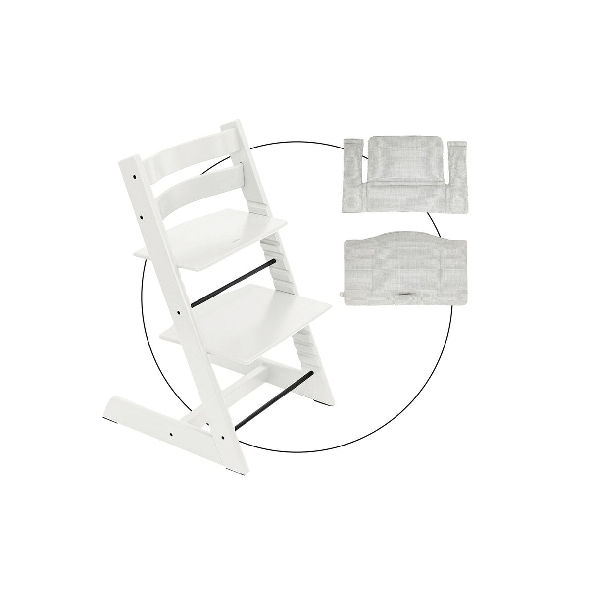 Trappestol Tripp Trapp med sittepute Nordic Grey i bøk - Stokke