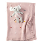 Babyteppe strikk med gritering elefant 80x100 cm bomull - BORNINO HOME