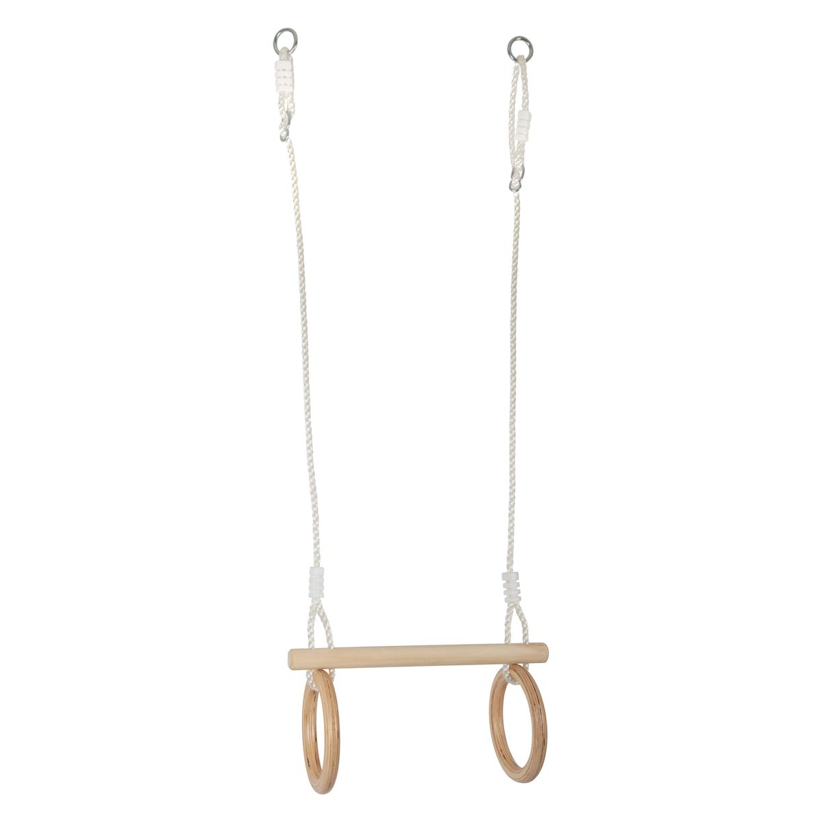 2in1 trapeshuske med gymringer i tre, brun - small foot forfra