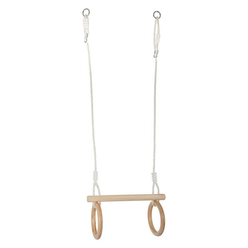 2in1 trapeshuske med gymringer i tre, brun - small foot forfra