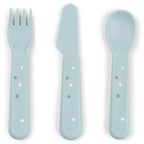 3-delt bestikksett Foodie Happy Dots i blått forfra