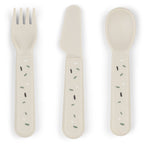 3-delt bestikksett Foodie Happy Dots i blått pakket