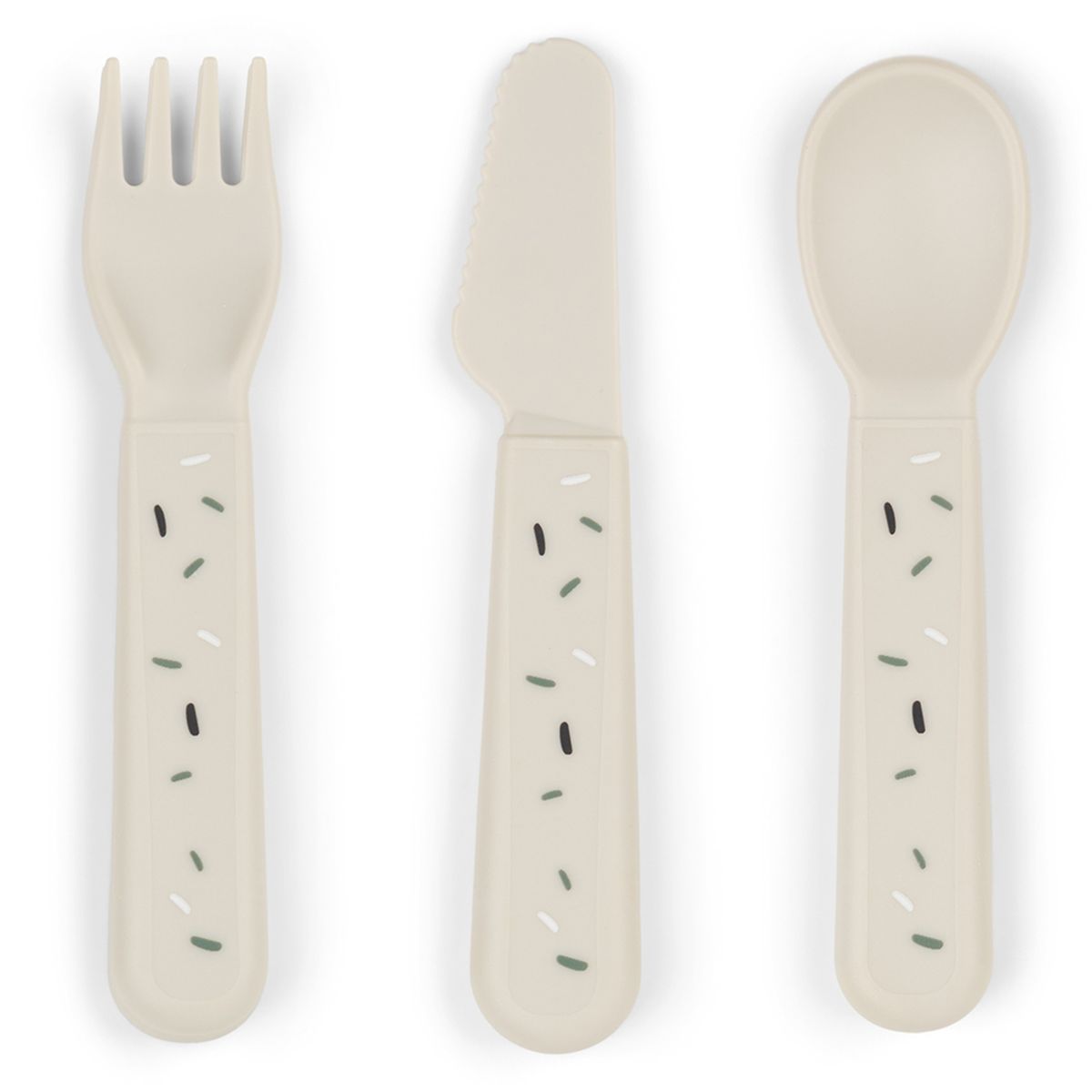 3-delt bestikksett Foodie Happy Dots i blått pakket