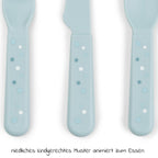 3-delt bestikksett Foodie Happy Dots i blått bakside