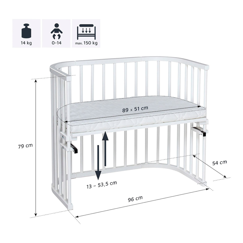 Bedside crib Maxi 89x51 cm massiv bøk - babybay