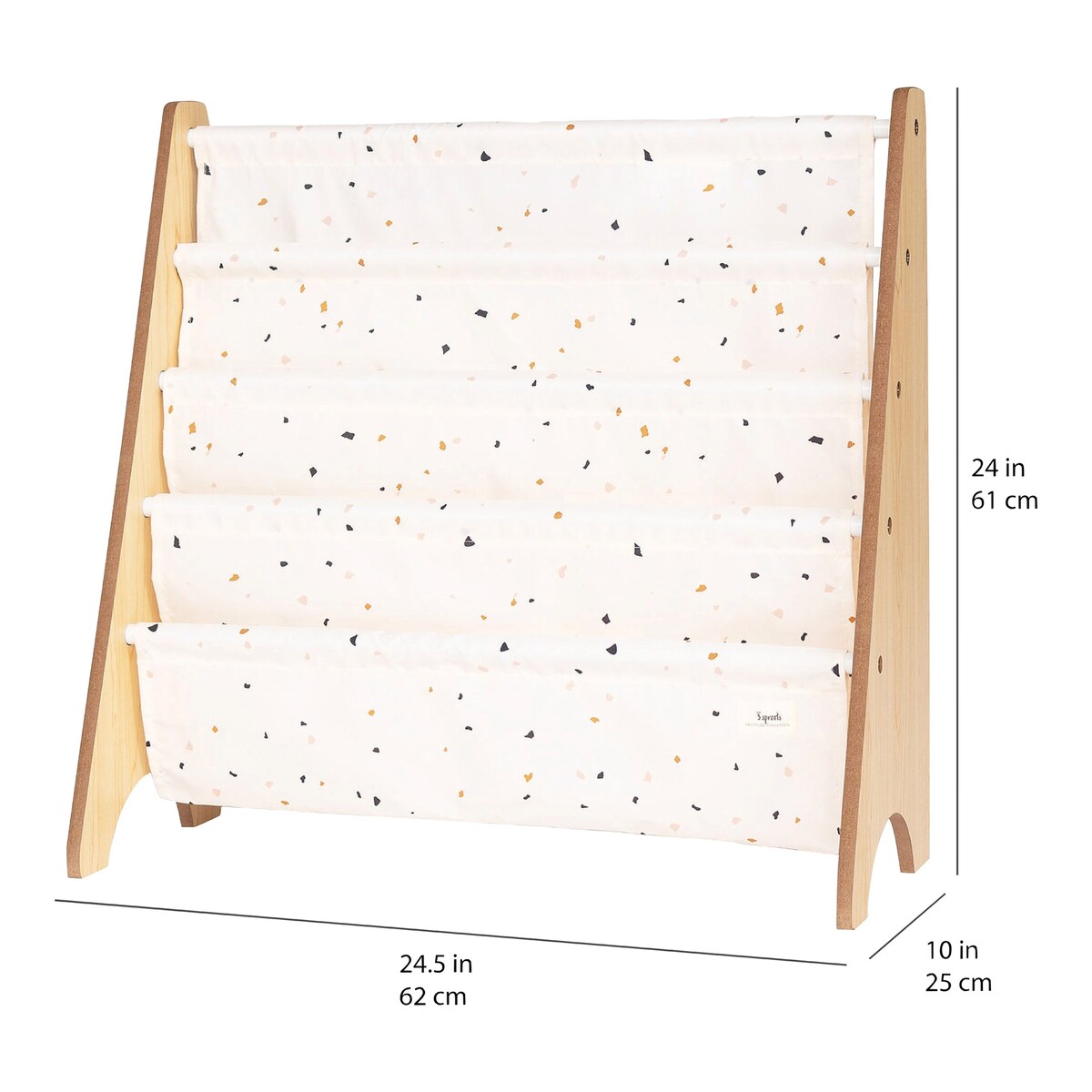 Bokhylle med 4 lommer resirkulert polyester 62x61 cm - 3 sprouts
