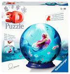3D-pusleball havfruer 72 brikker 13 cm forfra