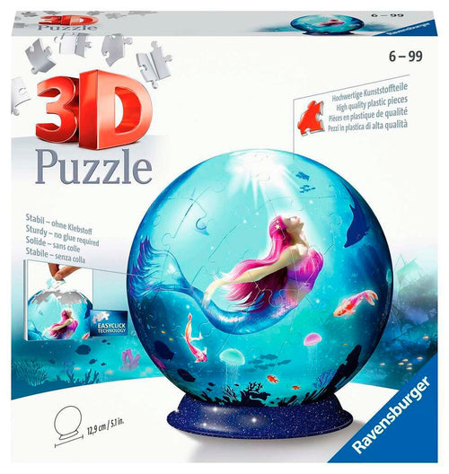 3D-pusleball havfruer 72 brikker 13 cm forfra