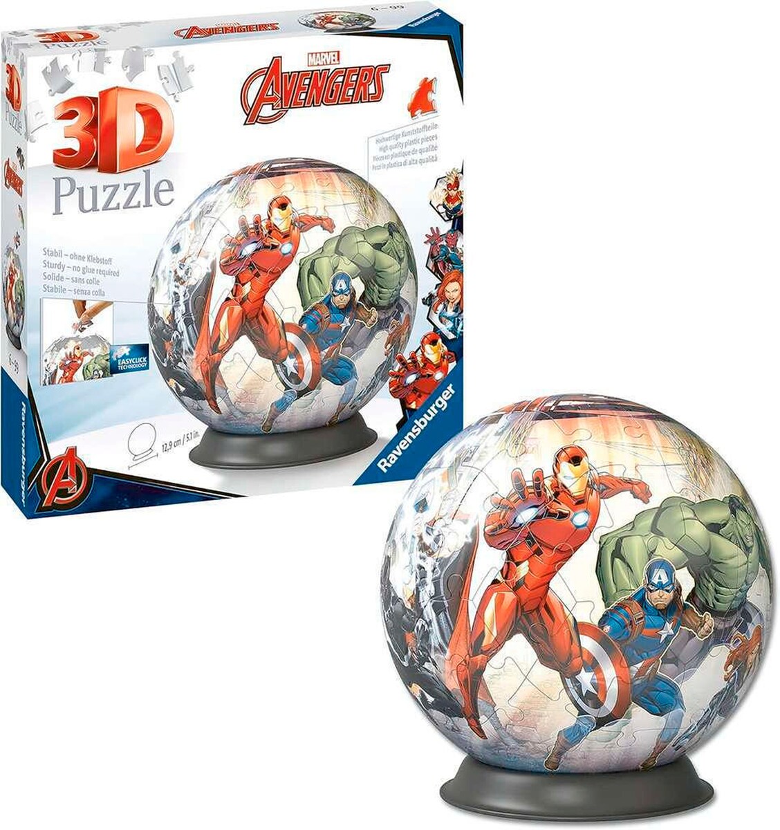Detalj av 3D-pusleball Marvel Avengers plastbiter