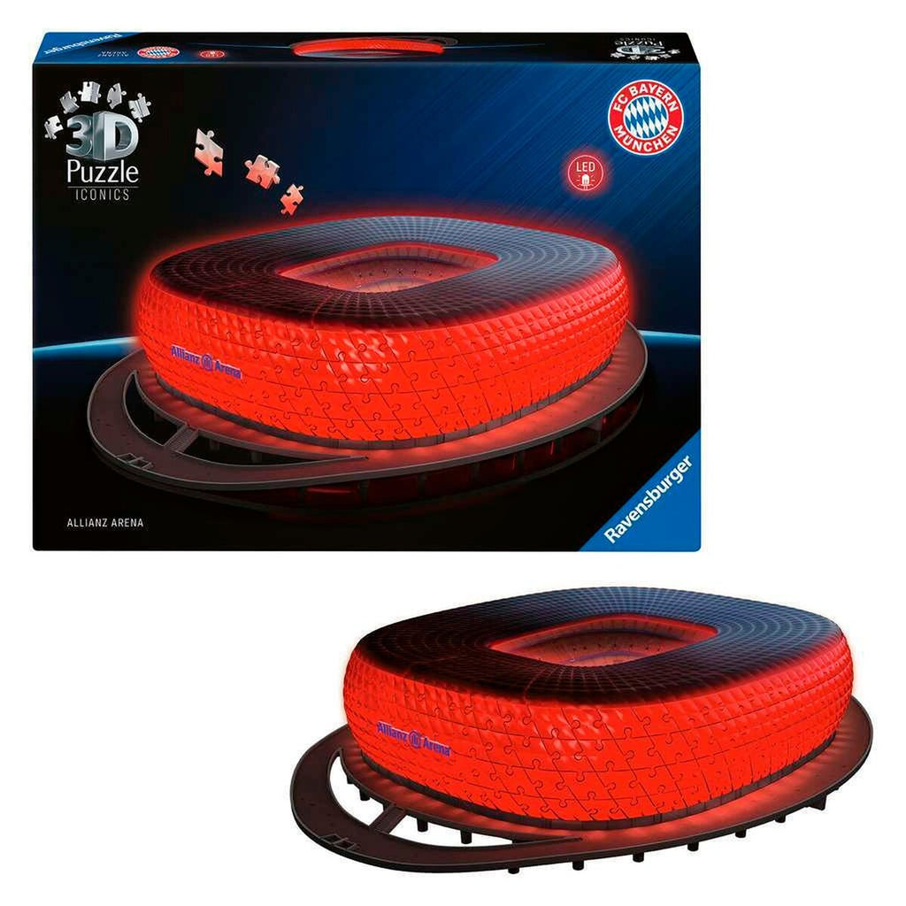 Detalj av 3D-puslespill Allianz Arena med LED-lys