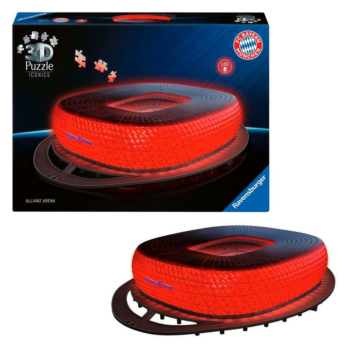 Detalj av 3D-puslespill Allianz Arena med LED-lys