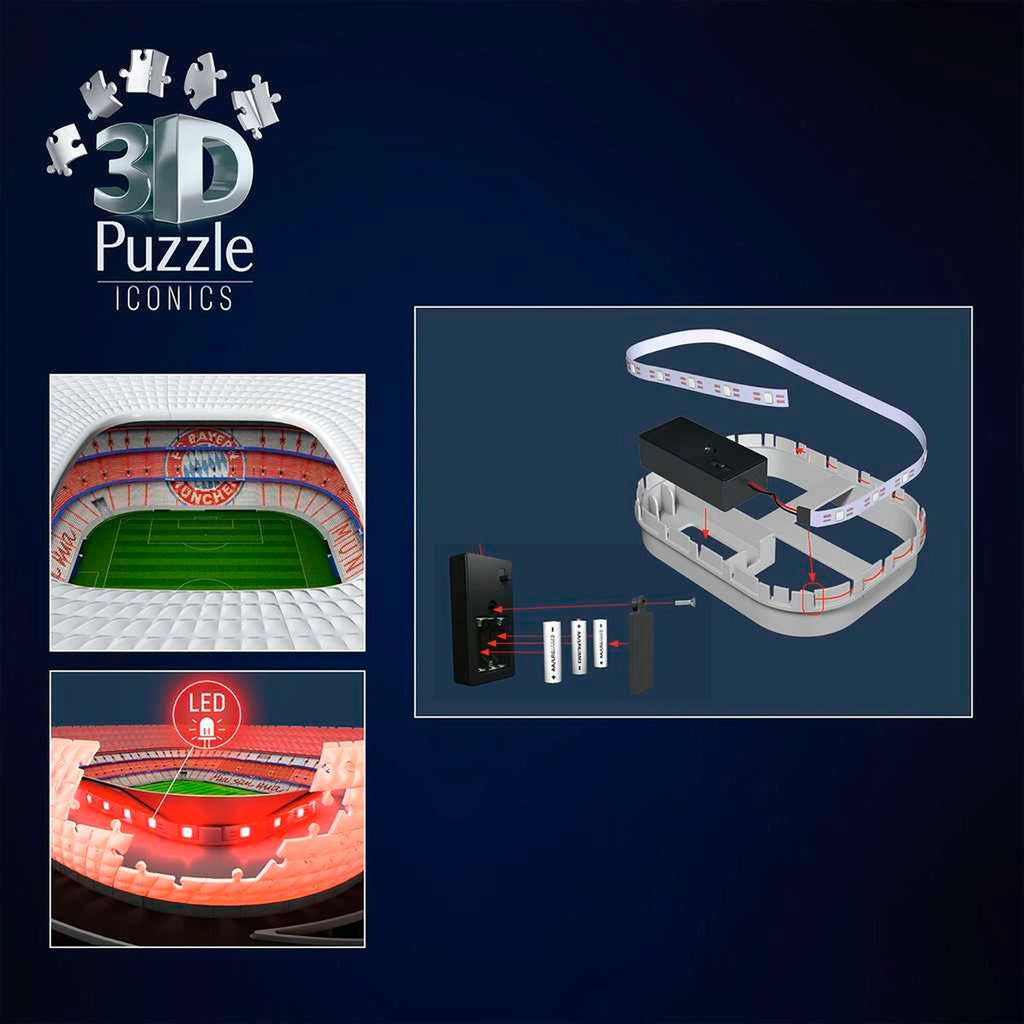Puslespillbiter fra 3D-puslespill Allianz Arena med LED-lys