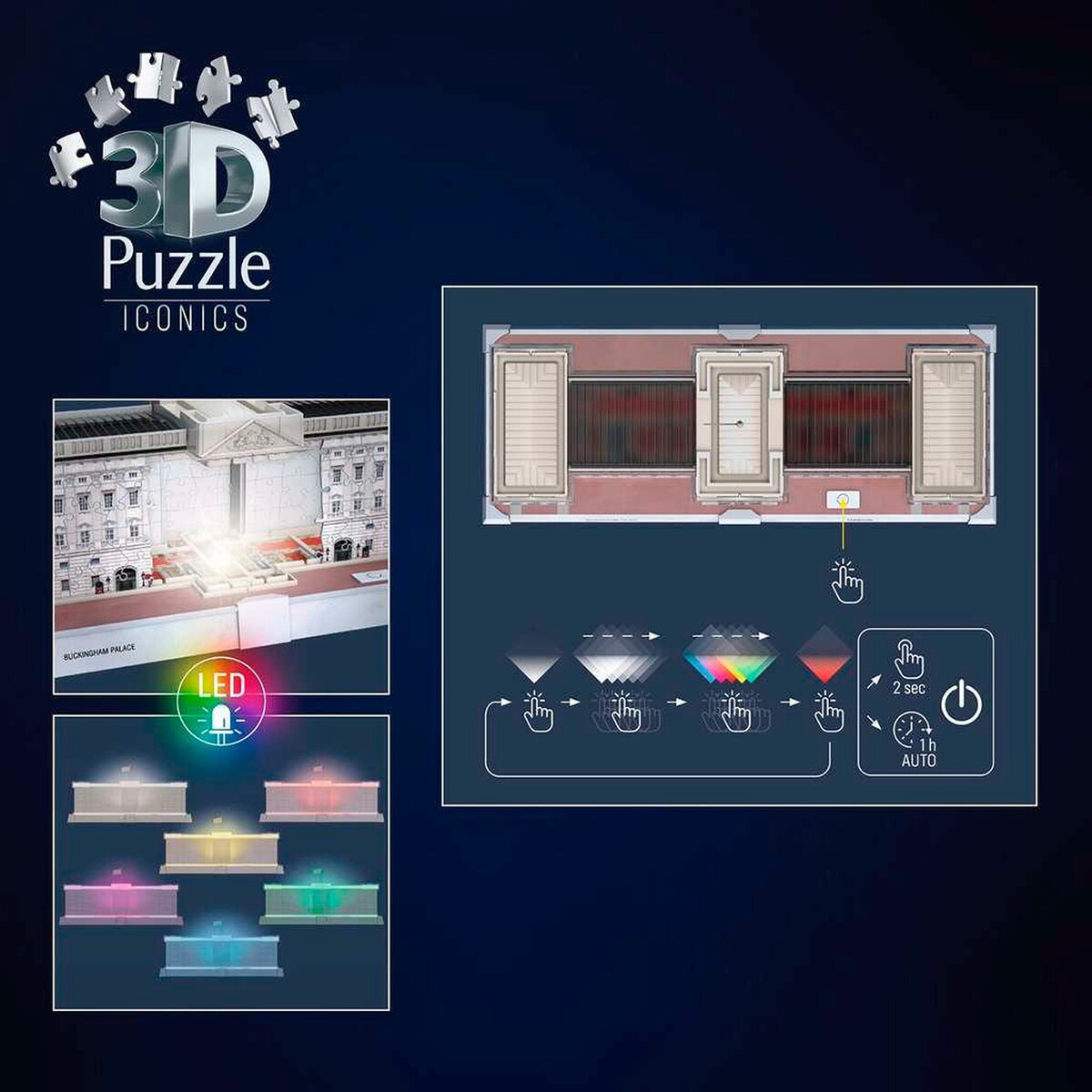 Puslespillbiter til 3D-puslespill Buckingham Palace med lys
