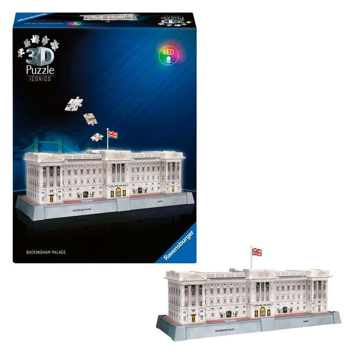 Detalj av 3D-puslespill Buckingham Palace med lys