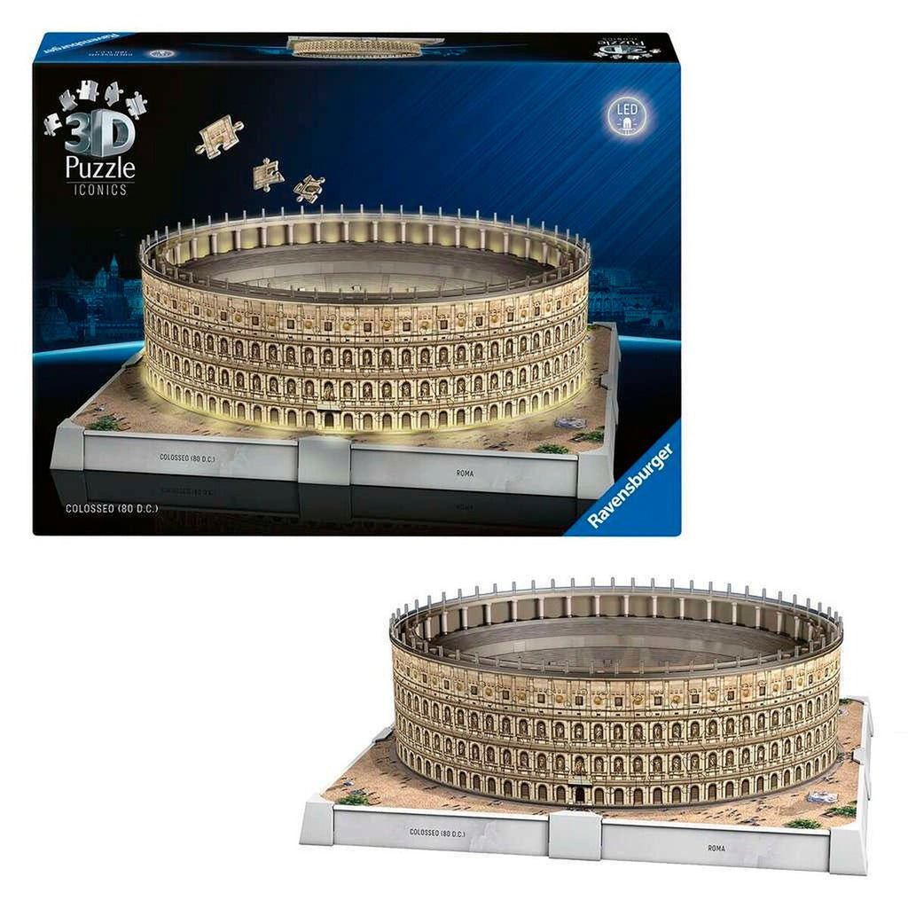 Detalj av 3D-puslespill Colosseum Roma med LED-lys plastbiter