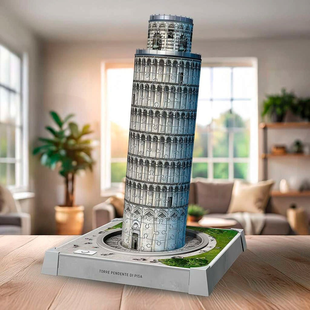 3D-puslespill Det skjeve tårnet i Pisa med lys puslespillbiter