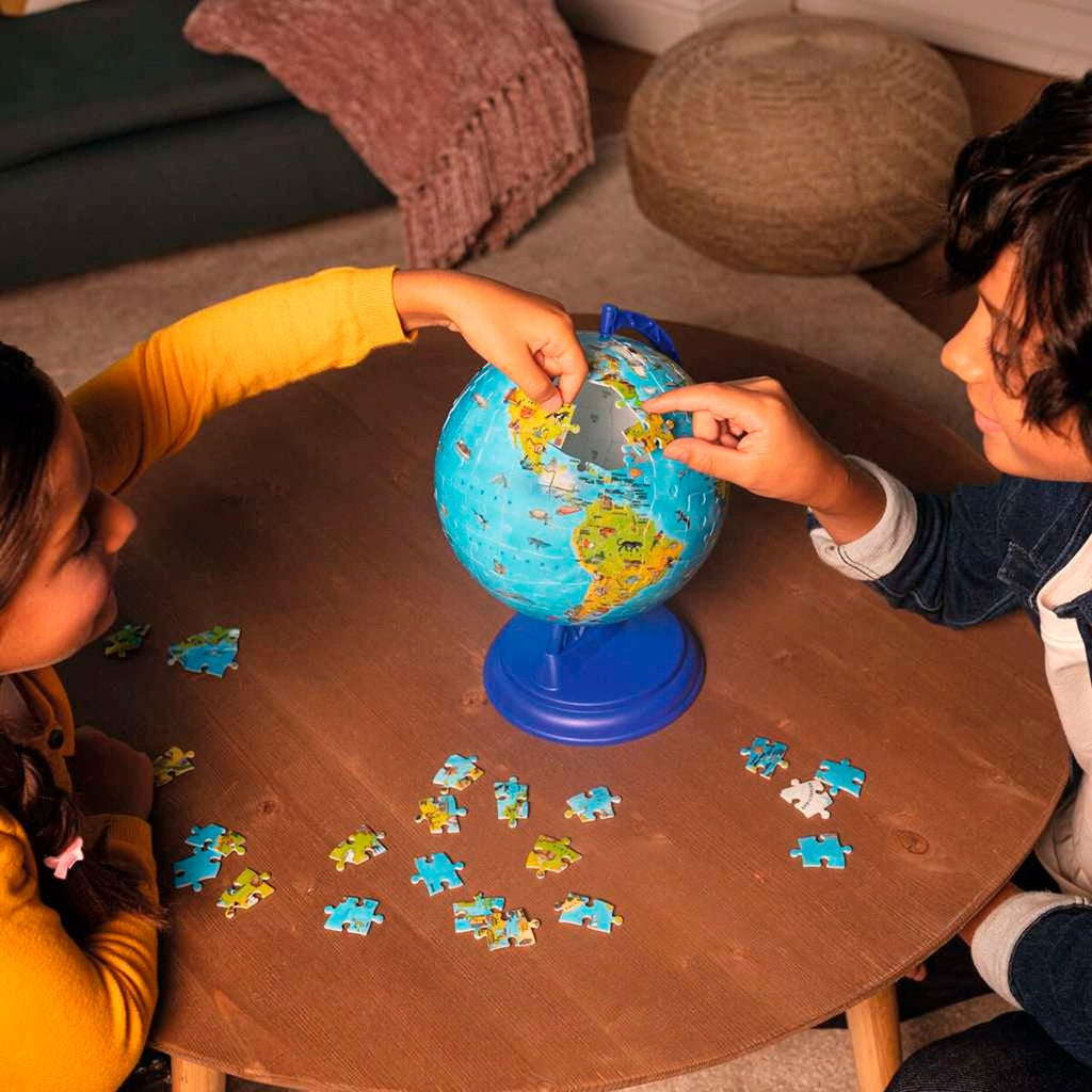 Montert 3D-puslespill globus med LED-lys på standfot