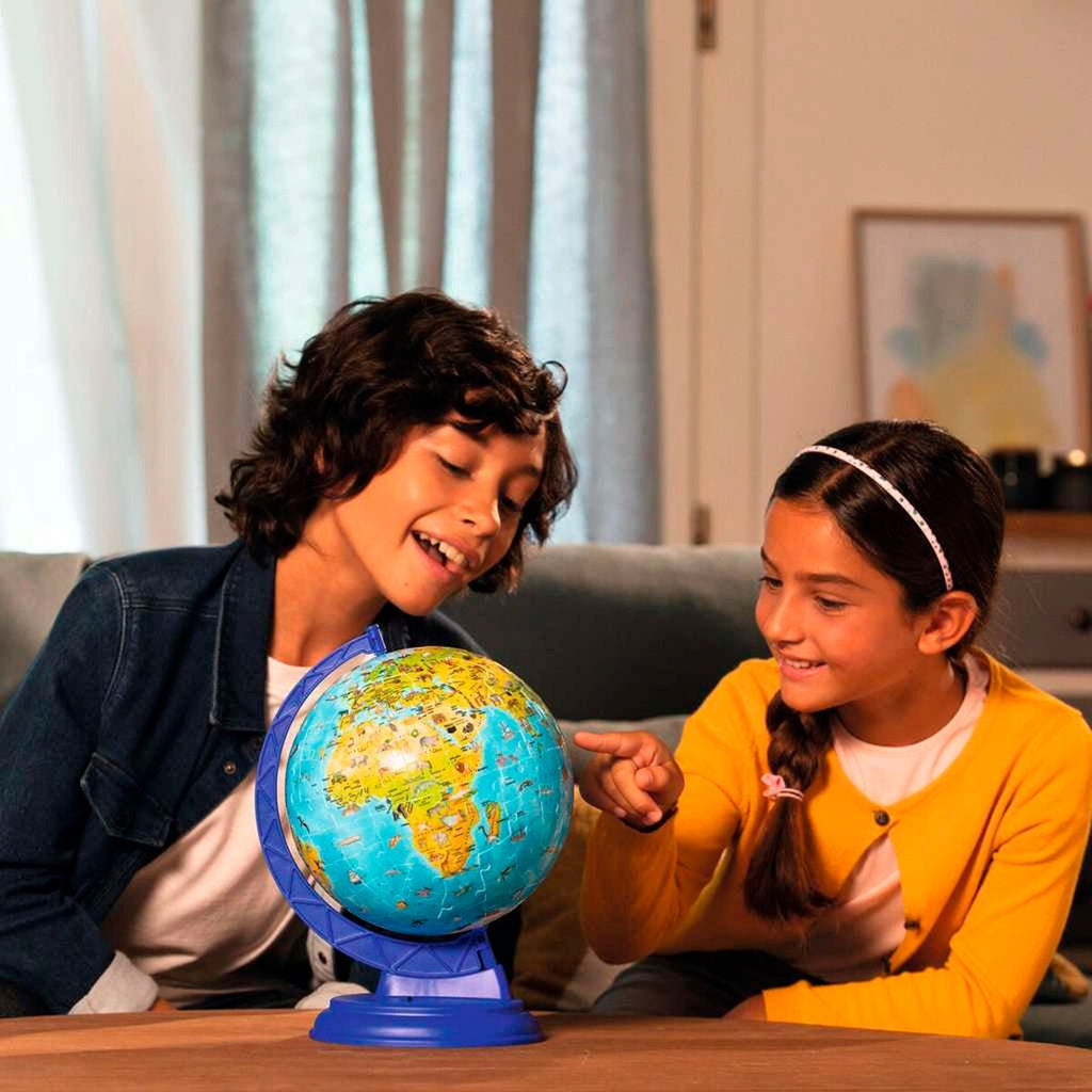 3D-puslespill globus med LED-lys med roterende base