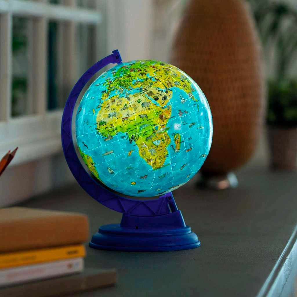 3D-puslespill globus med LED-lys opplyst i mørket