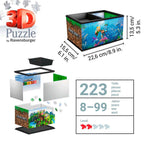 Nærbilde av puslespillbiter i 3D-puslespill oppbevaringsboks Minecraft 216 brikker