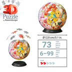 Nærbilde av nummererte puslespillbiter i 3D-puslespillball Pokémon Kanto Region