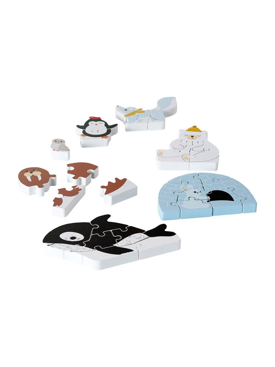 Montert 3D-puslespillsett arktiske dyr i tre FSC® med flere motiver