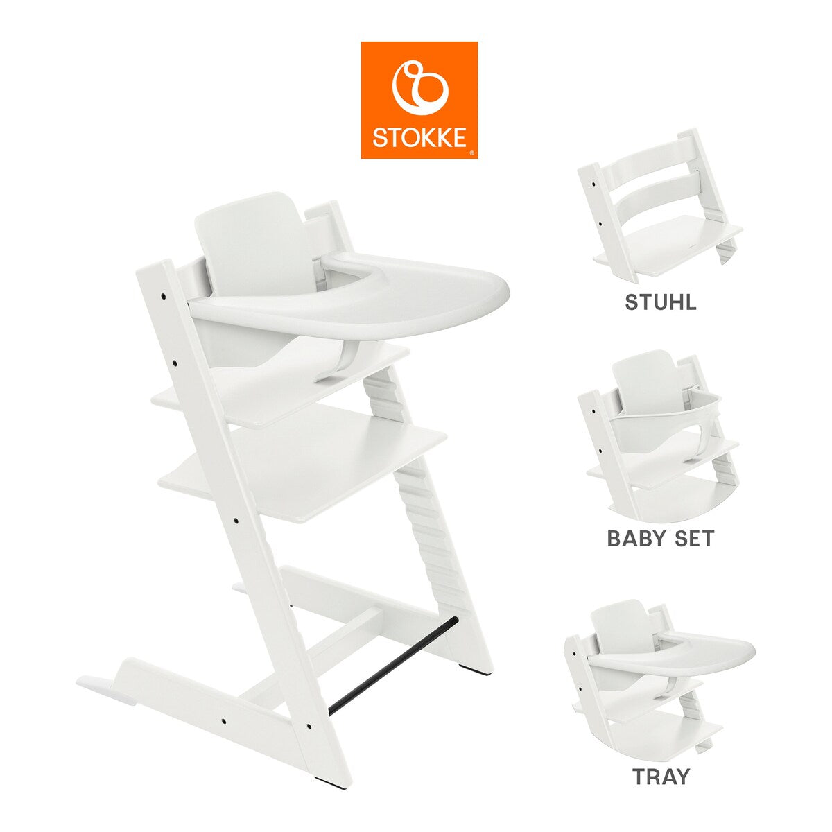 Tripp Trapp barnestol med babysett og brett fra 6 mnd - Stokke