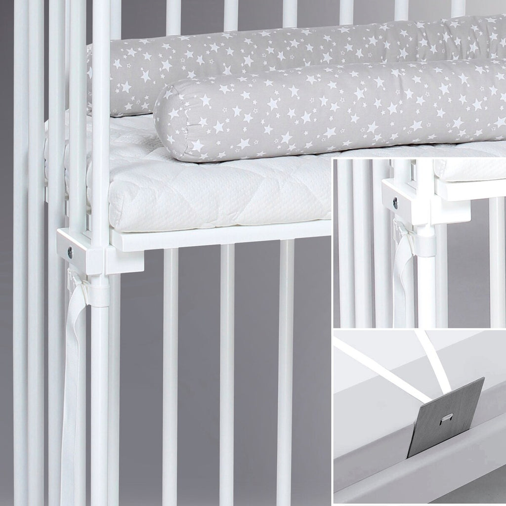 Bedside-seng Maxi med madrass og barneseng-sett i bøk - babybay®