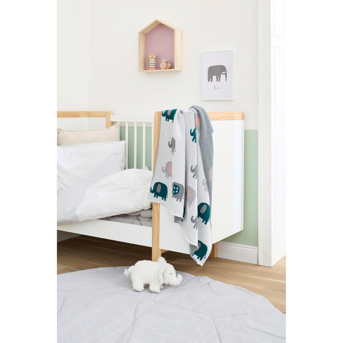 Strikket babyteppe bomull 80x100 cm - BORNINO HOME
