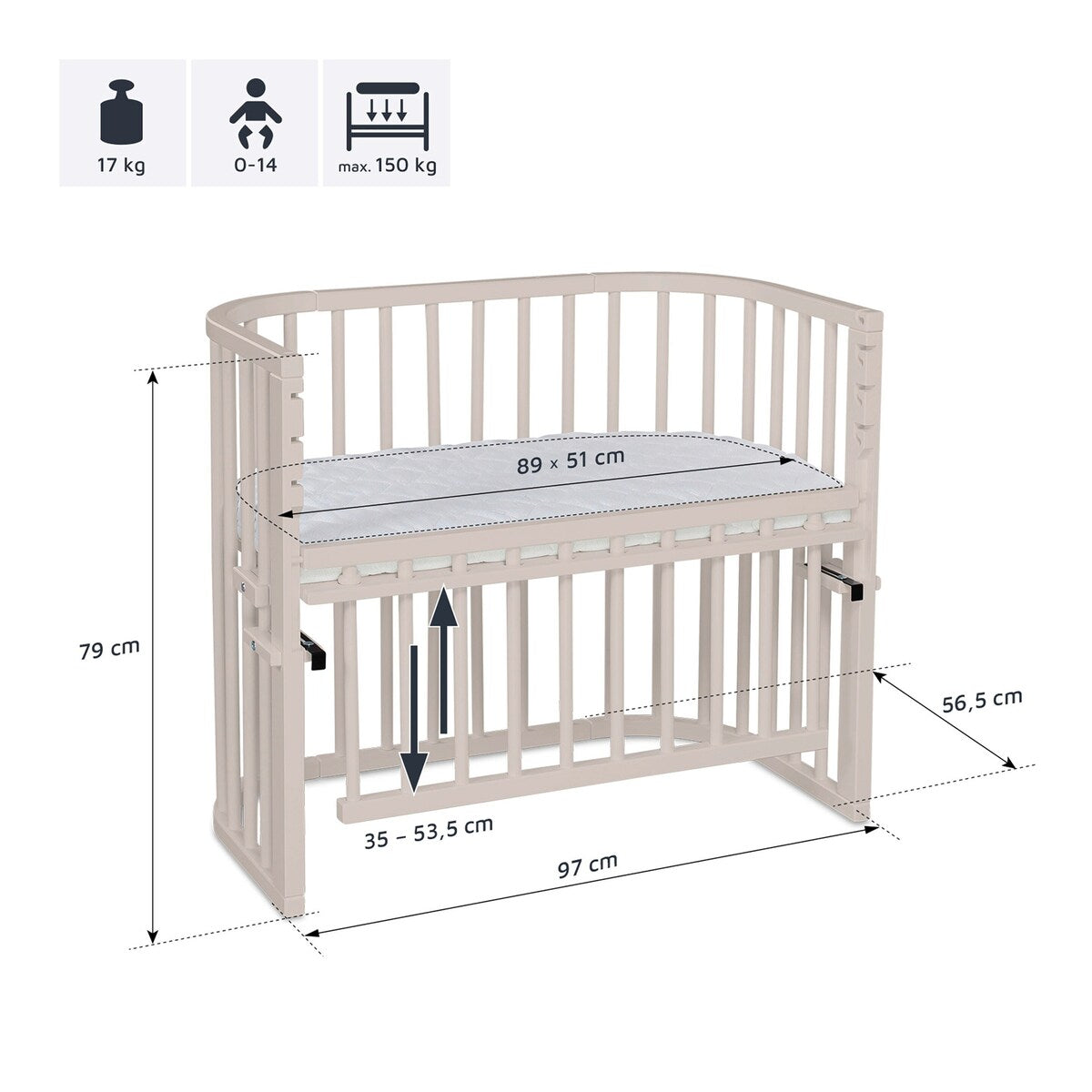 Sengehest Maxi Comfort Plus 89x51 cm massiv bøk - babybay®