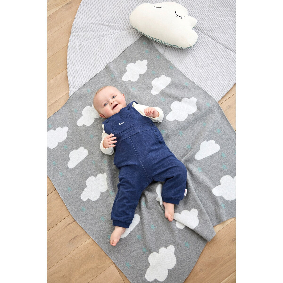 Strikket babyteppe bomull 80x100 cm - BORNINO HOME